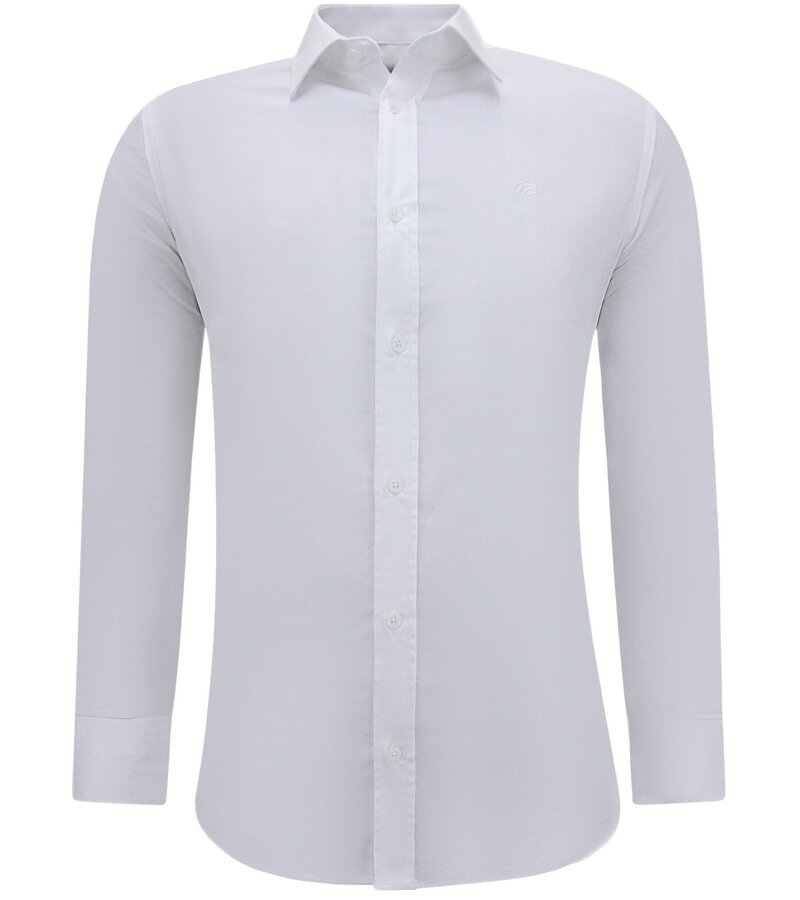 Gentile Bellini Camisa lisa de satén de lujo de negocios Slim Fit - Blanco