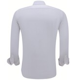Gentile Bellini Camisa lisa de satén de lujo de negocios Slim Fit - Blanco