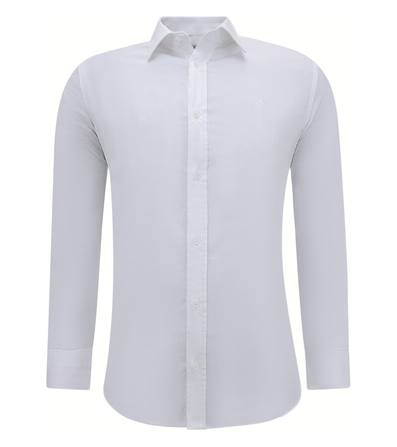 Gentile Bellini Camisa lisa de satén de lujo de negocios Slim Fit - Blanco