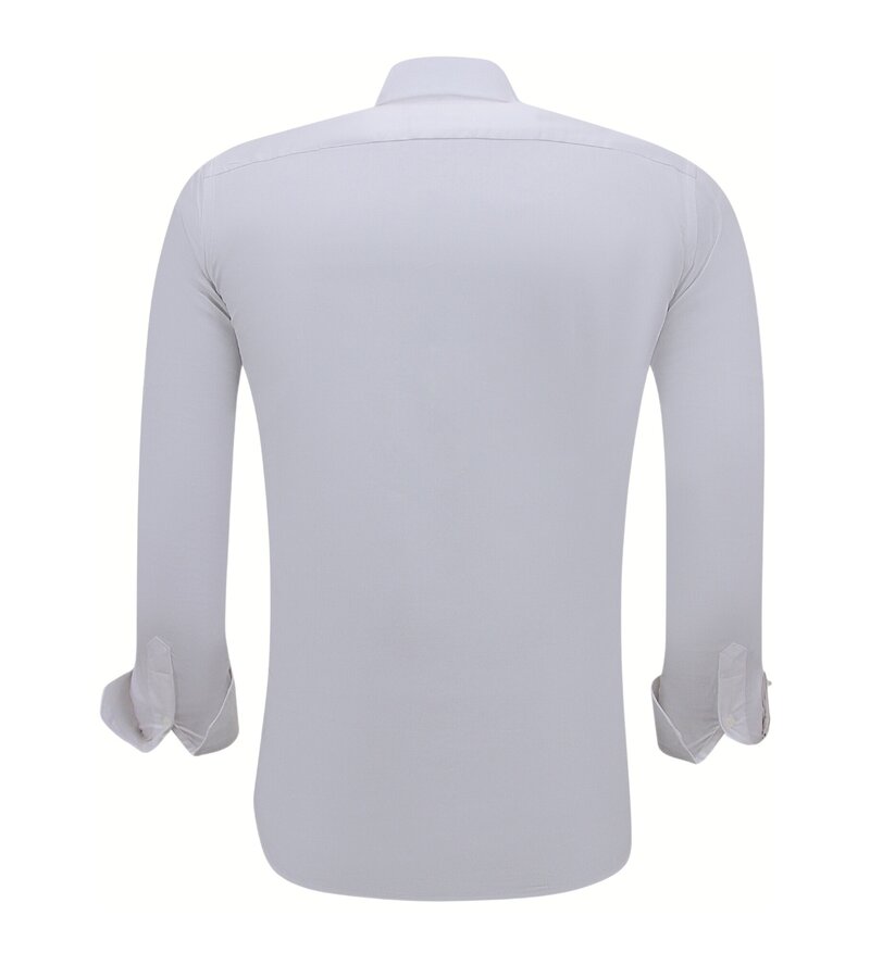 Gentile Bellini Camisa lisa de satén de lujo de negocios Slim Fit - Blanco