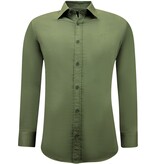Gentile Bellini Camisas de satén Slim Fit para hombre - Verde