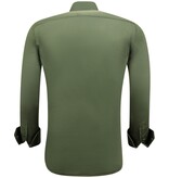 Gentile Bellini Camisas de satén Slim Fit para hombre - Verde