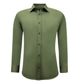 Gentile Bellini Camisas de satén Slim Fit para hombre - Verde