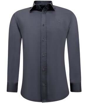 Gentile Bellini Blusa ajustada de manga larga Neat Plain para hombre - Gris