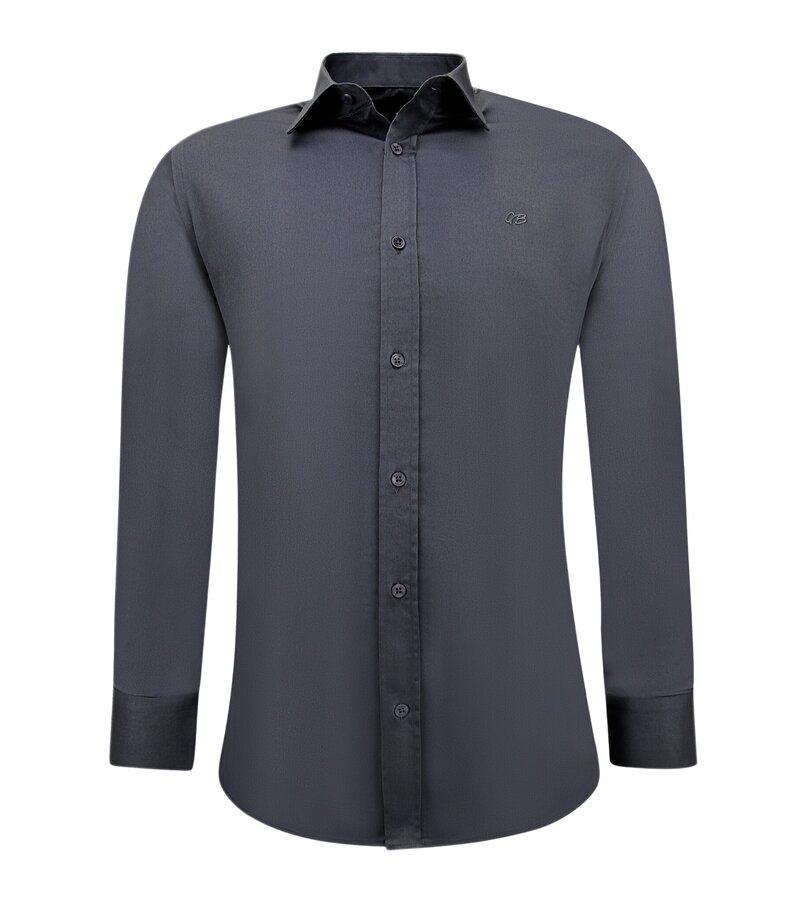 Gentile Bellini Blusa ajustada de manga larga Neat Plain para hombre - Gris