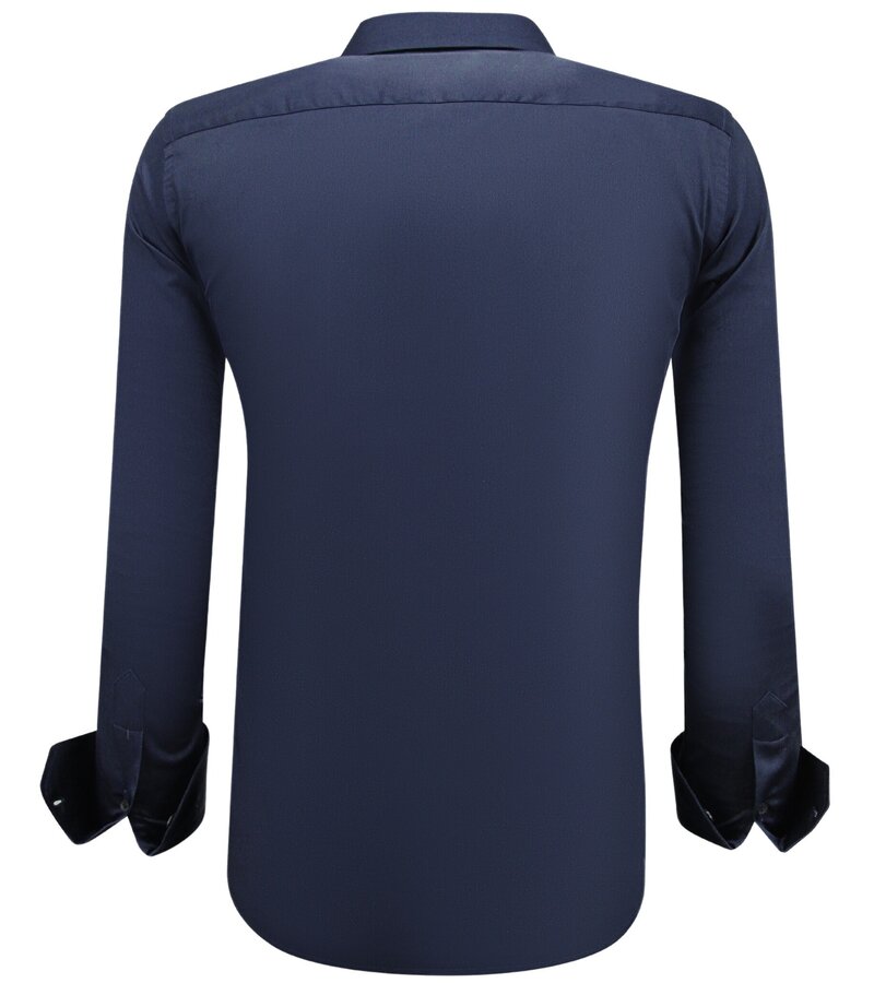 Gentile Bellini Camisas Business Net Satin Slim Fit - Azul Marino