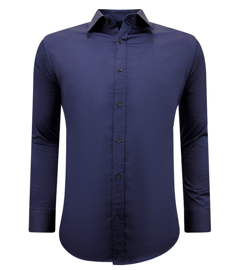 Gentile Bellini Camisas Business Net Satin Slim Fit - Azul Marino