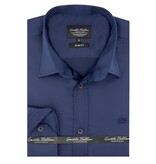 Gentile Bellini Camisas Business Net Satin Slim Fit - Azul Marino