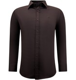 Gentile Bellini Neat Business Camisas Particulares de Raso Hombre - Marrón