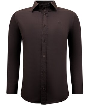 Gentile Bellini Neat Business Camisas Particulares de Raso Hombre - Marrón