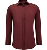 Gentile Bellini Elegante blusa de satén para hombre Neat Slim Fit - Burdeos