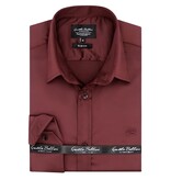 Gentile Bellini Elegante blusa de satén para hombre Neat Slim Fit - Burdeos