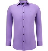 Gentile Bellini Camisa de satén para hombre Neat Formal Slim Fit - Morado