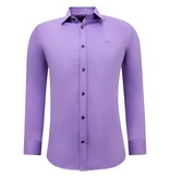 Gentile Bellini Camisa de satén para hombre Neat Formal Slim Fit - Morado