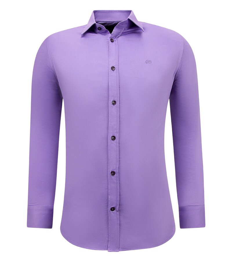 Gentile Bellini Camisa de satén para hombre Neat Formal Slim Fit - Morado