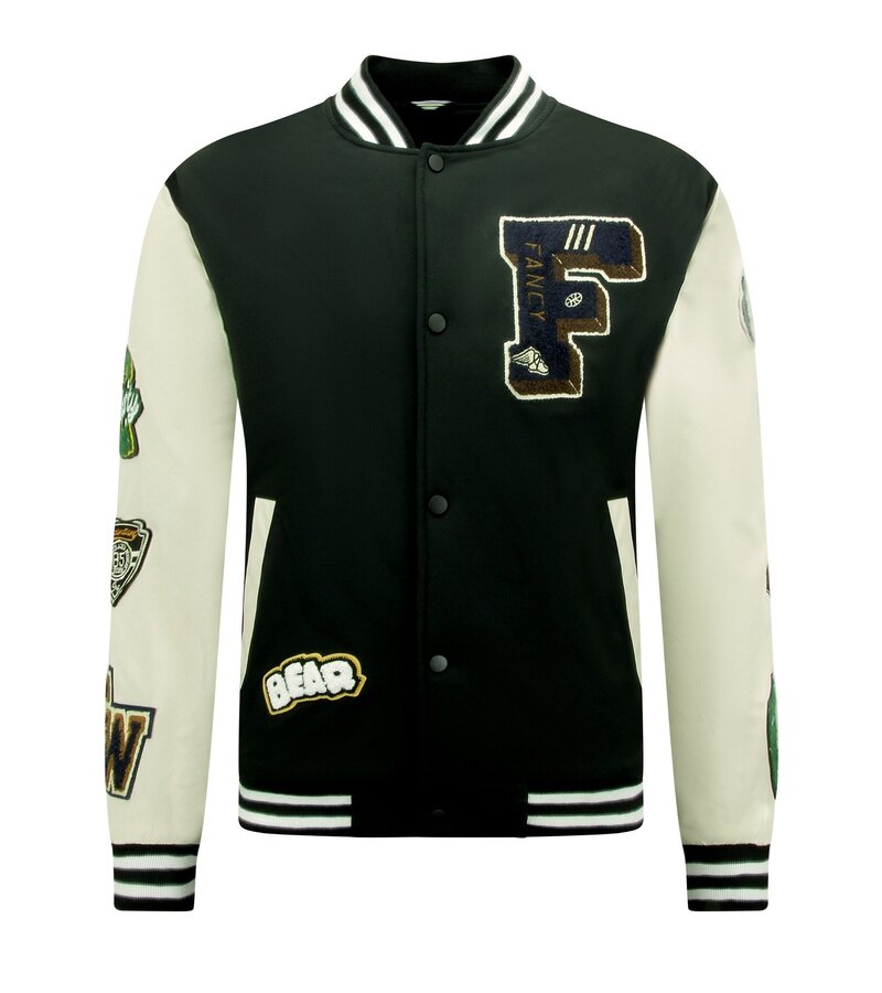 Enos Chaqueta Letterman Oversized Hombre - 8633 - Negro