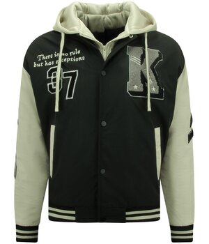 Enos Chaquetas de hombre oversize College con capucha - 8630 - Negro