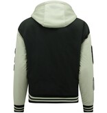 Enos Chaquetas de hombre oversize College con capucha - 8630 - Negro