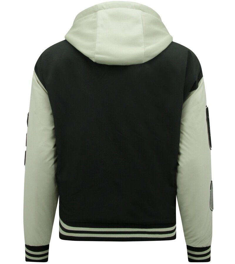 Enos Chaquetas de hombre oversize College con capucha - 8630 - Negro