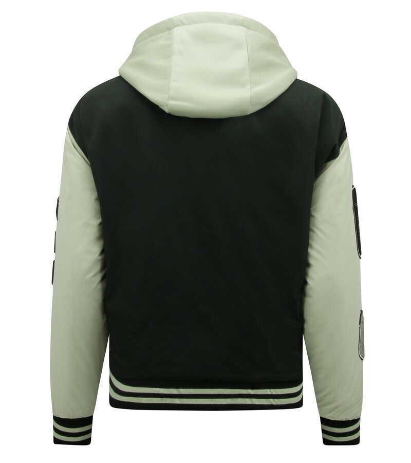 Enos Chaquetas de hombre oversize College con capucha - 8630 - Negro