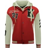 Enos Chaqueta Universitaria Oversize Hombre con Capucha - 8630 - Rojo