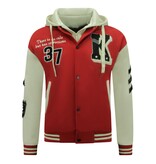 Enos Chaqueta Universitaria Oversize Hombre con Capucha - 8630 - Rojo