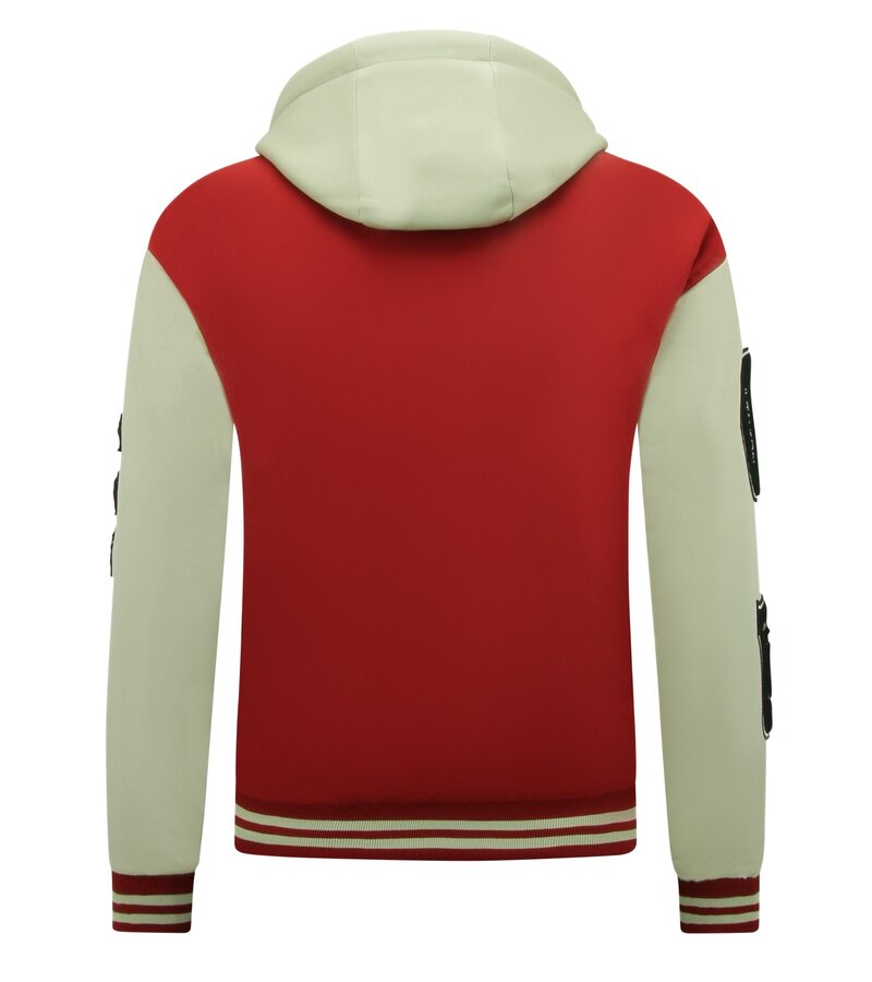 Enos Chaqueta Universitaria Oversize Hombre con Capucha - 8630 - Rojo