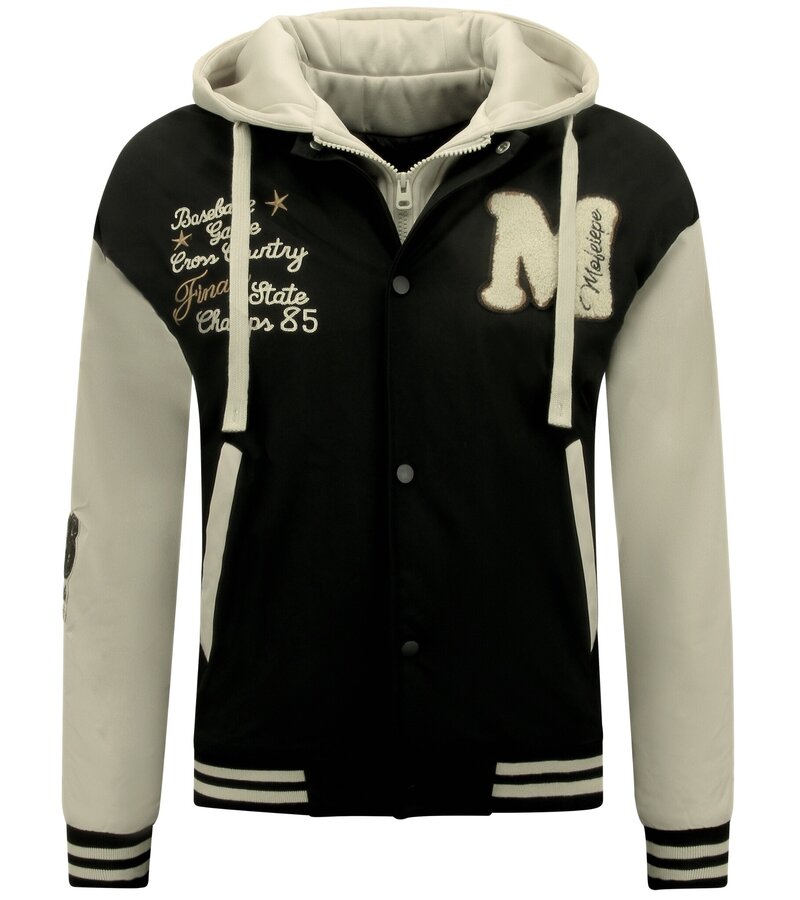 Enos Baseball Jacket Classic Oversized Con capota -8632- Negro