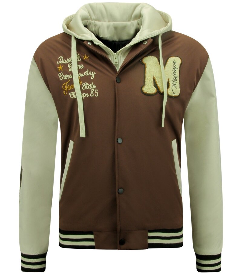 Enos Béisbol Jas met Capuchon Oversized -8632- Bruin