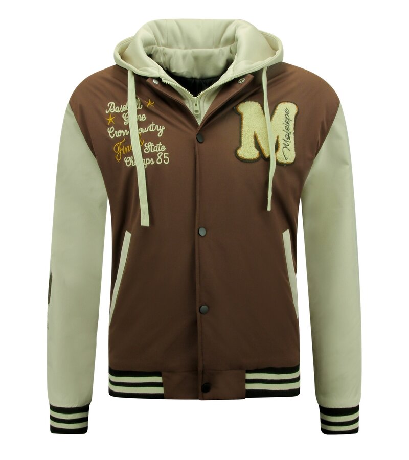 Enos Béisbol Jas met Capuchon Oversized -8632- Bruin