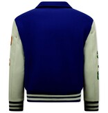 Enos Chaquetas Universitarias Retro Bordadas Oversized - 851 - Azul