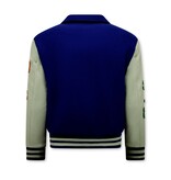 Enos Chaquetas Universitarias Retro Bordadas Oversized - 851 - Azul