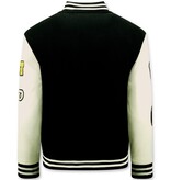 Enos Vintage Varsity Baseball Jacket Oversized Hombre  - 7086 - Negro