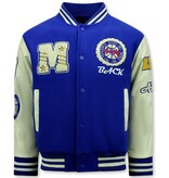 Enos Vintage Oversized American Baseball Jacket Hombre - 7086 - Azul