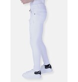 Local Fanatic Vaqueros blancos slim fit para hombre con rotos -1090 - Blanco