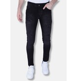 Local Fanatic Vaqueros slim fit para hombre con elástico con agujeros - XXA - Negro