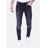 Local Fanatic Vaqueros rotos para hombre Slim Fit con elástico - XXB - Negro