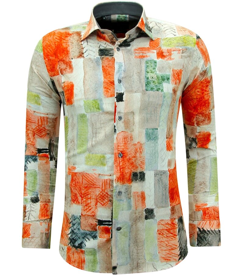 Gentile Bellini Camisas de hombre con estampados de colores - 3146 - Marrón