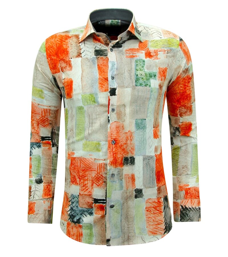 Gentile Bellini Camisas de hombre con estampados de colores - 3146 - Marrón