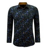 Gentile Bellini Camisa de manga larga para hombre con estampado - 3144 - Azul