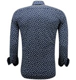 Gentile Bellini Camisa casual de algodón para hombre con estampado - 3141 - Azul