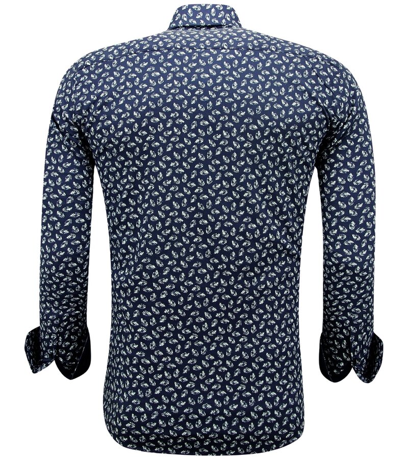 Gentile Bellini Camisa casual de algodón para hombre con estampado - 3141 - Azul