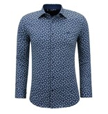 Gentile Bellini Camisa casual de algodón para hombre con estampado - 3141 - Azul