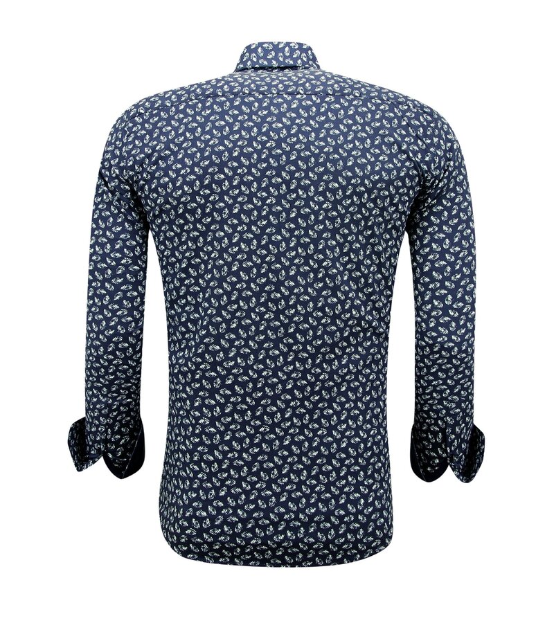 Gentile Bellini Camisa casual de algodón para hombre con estampado - 3141 - Azul