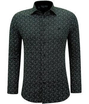 Gentile Bellini Camisa Casual Hombre Manga Larga con Estampado - 3143 - Negro