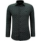 Camisa Casual Hombre Manga Larga con Estampado - 3143 - Negro