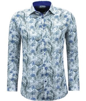 Gentile Bellini Camisa de algodón para hombre con estampado - 3138 - Blanco