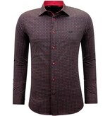 Gentile Bellini Camisa Estampada Hombre Manga Larga Slim Fit - 3137 - Roja