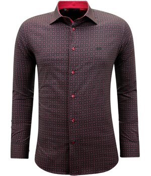 Gentile Bellini Camisa Estampada Hombre Manga Larga Slim Fit - 3137 - Roja