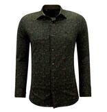Gentile Bellini Camisas Hombre Manga Larga con Estampado Slim Fit- 3145 - Marrón